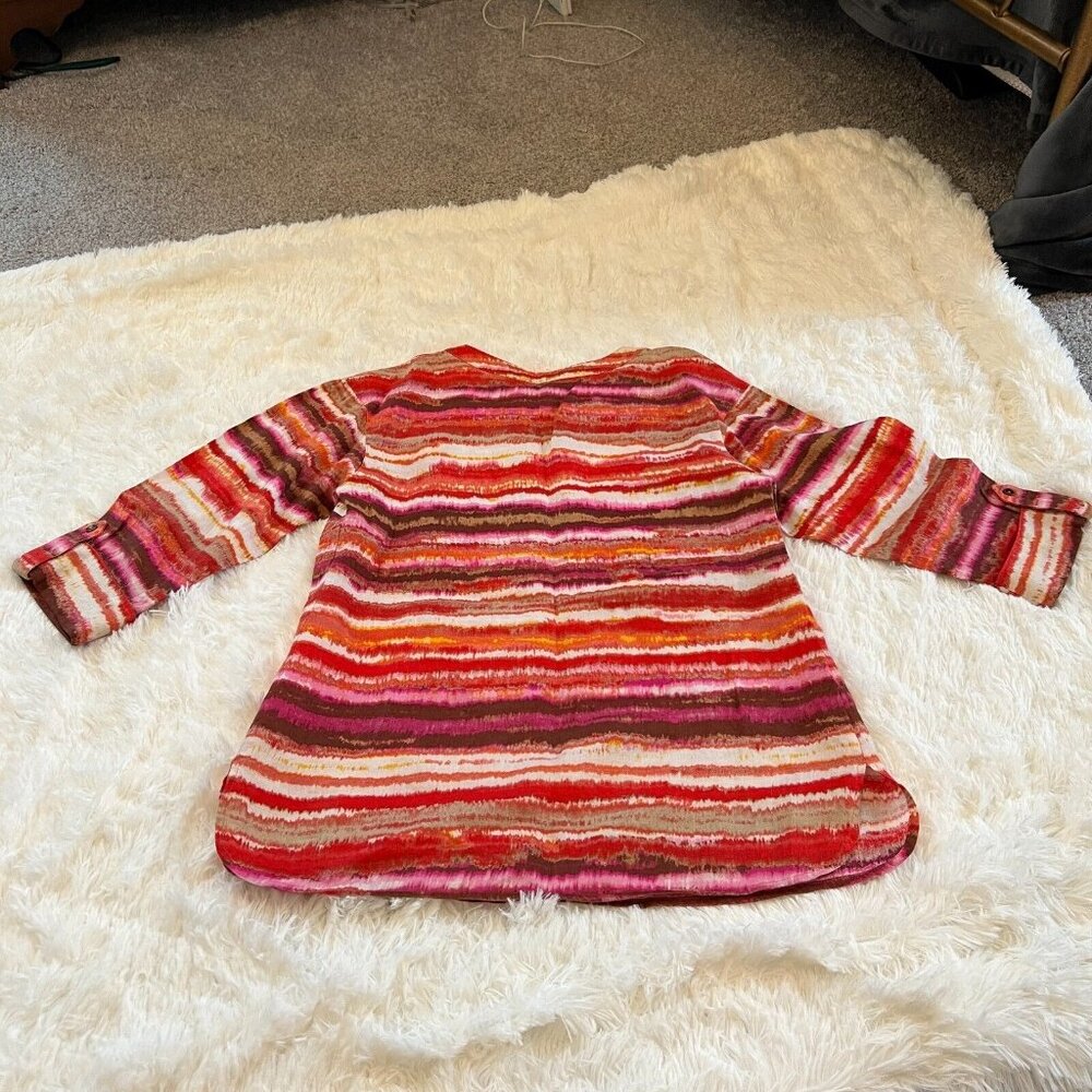 Jones New York Tunic Top Oversized Small 100% Linen Lagenlook Boho Artsy 12666x - Picture 2 of 8